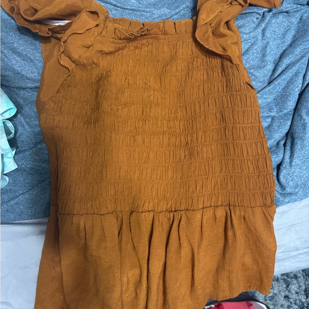 Rust Orange Smocked blouse